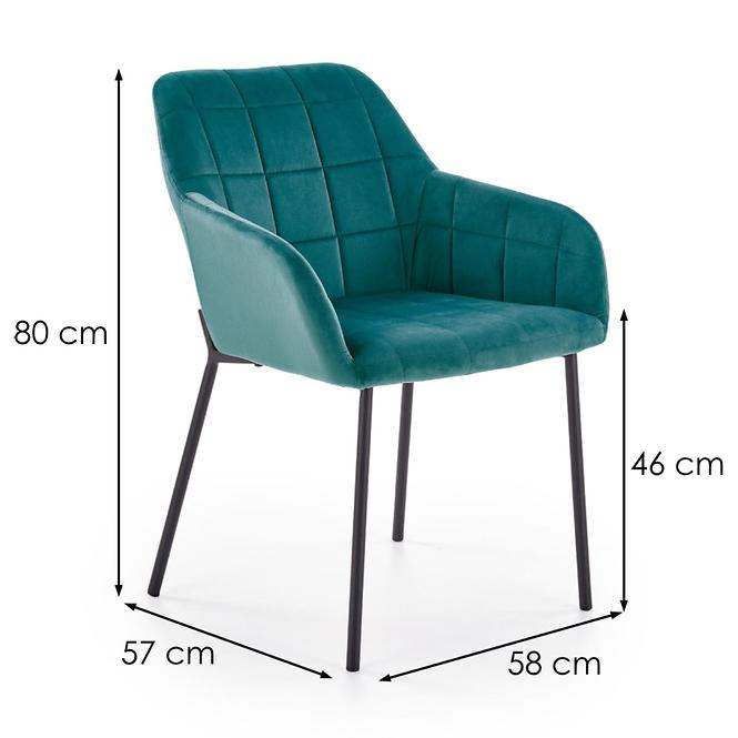 Stolička K305 Velvet/Kov Tmavozelený