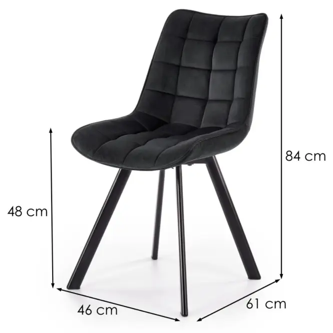 Stolička K332 Velvet/Kov čierna,2