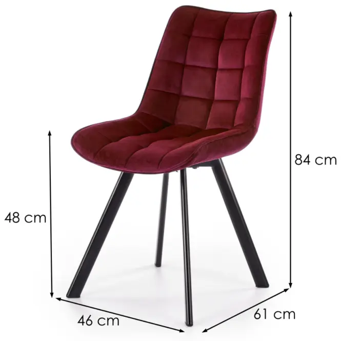 Stolička K332 Velvet/Kov Bordová