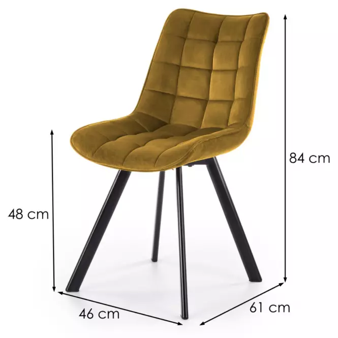 Stolička K332 Velvet/Kov žltá
