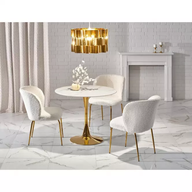 Stolička K474 Boucle/Chrome Krém/Zlatý