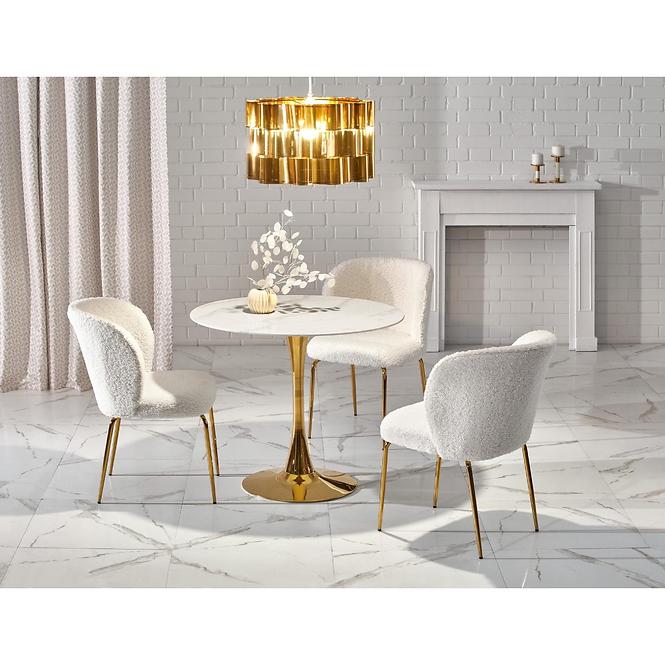 Stolička K474 Boucle/Chrome Krém/Zlatý