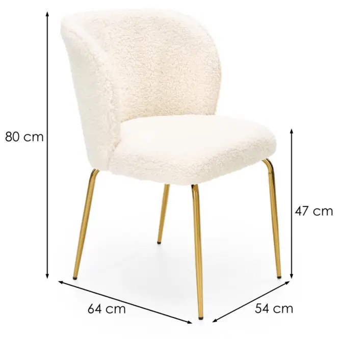 Stolička K474 Boucle/Chrome Krém/Zlatý,2