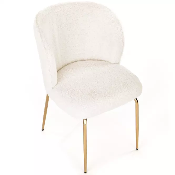 Stolička K474 Boucle/Chrome Krém/Zlatý