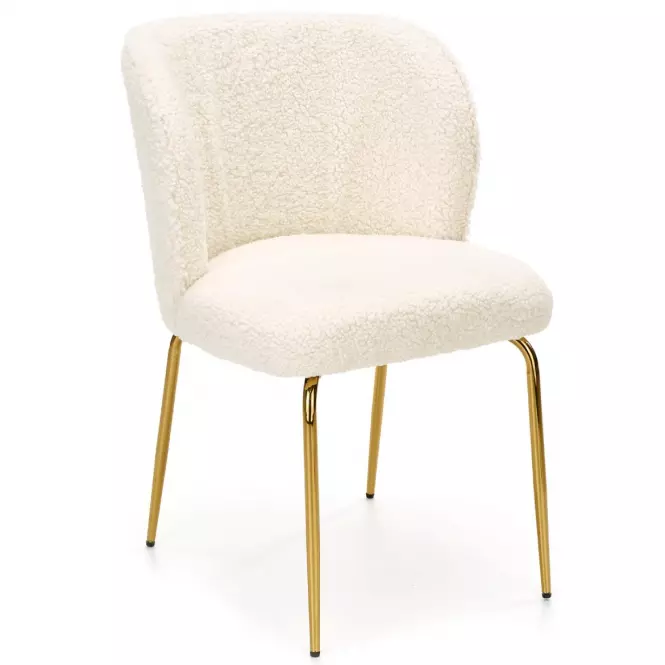 Stolička K474 Boucle/Chrome Krém/Zlatý