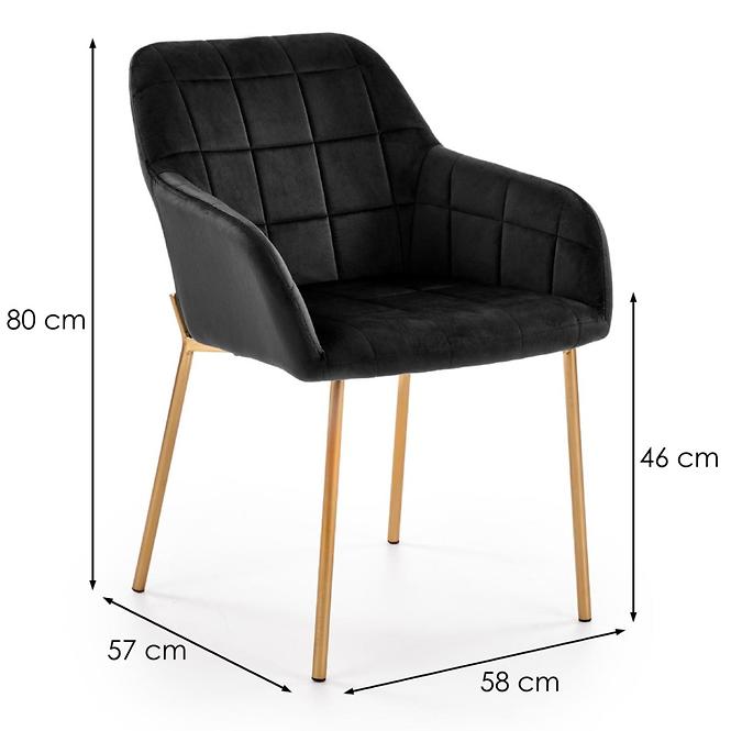 Stolička K306 Velvet/Chrome čierna/Zlatý
