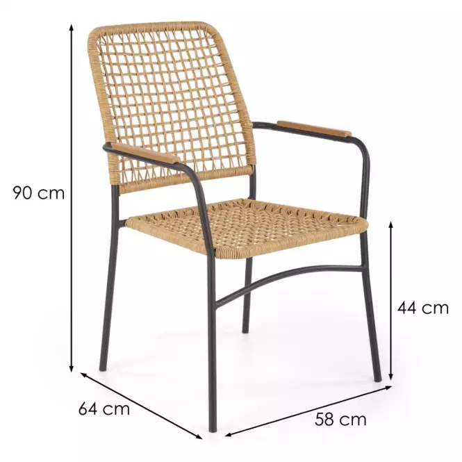 Stolička K457 Rattan/Kov Natural/čierna