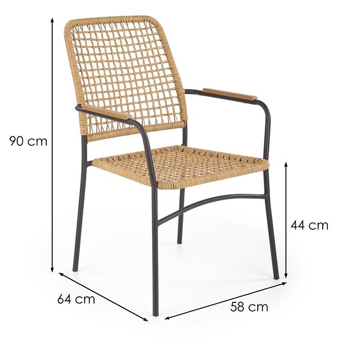 Stolička K457 Rattan/Kov Natural/čierna
