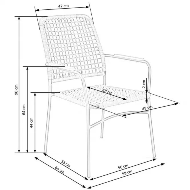 Stolička K457 Rattan/Kov Natural/čierna