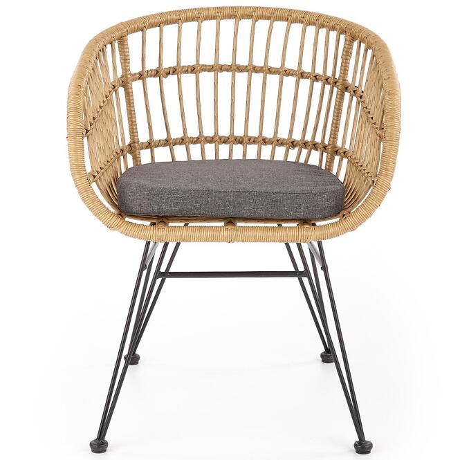 Stolička K456 Rattan/Tkanina/Kov Natural/Šedá,3
