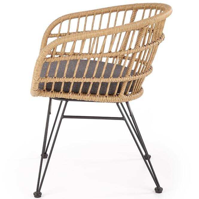 Stolička K456 Rattan/Tkanina/Kov Natural/Šedá