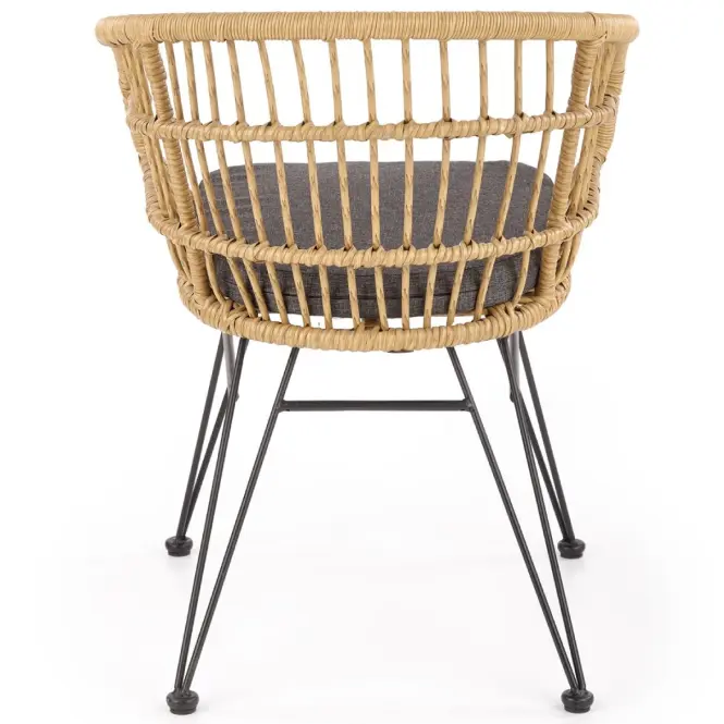 Stolička K456 Rattan/Tkanina/Kov Natural/Šedá