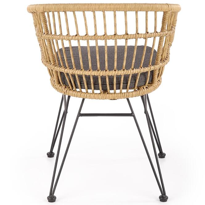 Stolička K456 Rattan/Tkanina/Kov Natural/Šedá