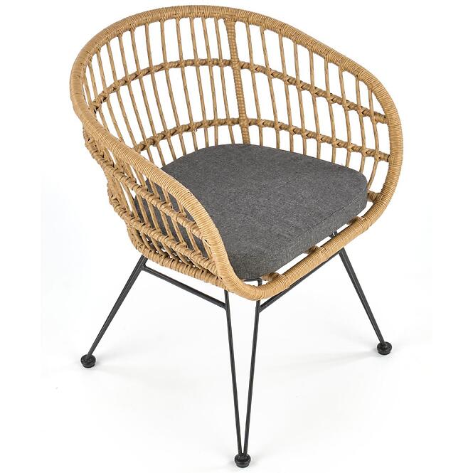 Stolička K456 Rattan/Tkanina/Kov Natural/Šedá,7