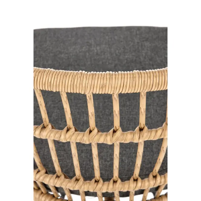 Stolička K456 Rattan/Tkanina/Kov Natural/Šedá