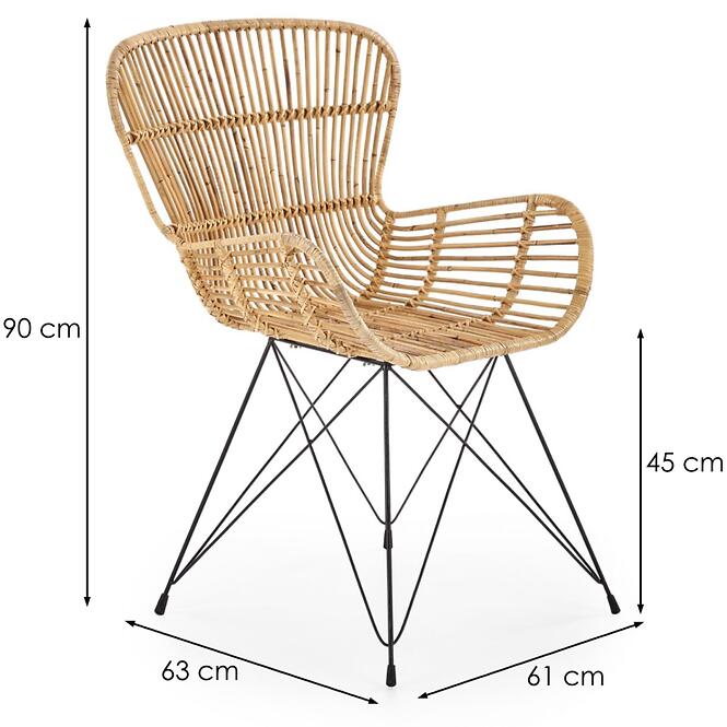 Stolička K335 Ratan/Kov Natural