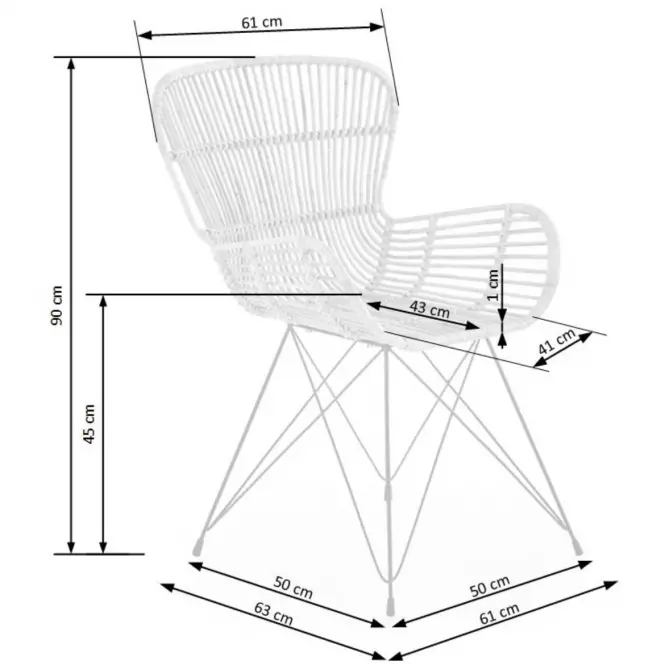 Stolička K335 Rattan/Kov Natural,3