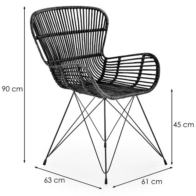 Stolička K335 Ratan/Kov čierna