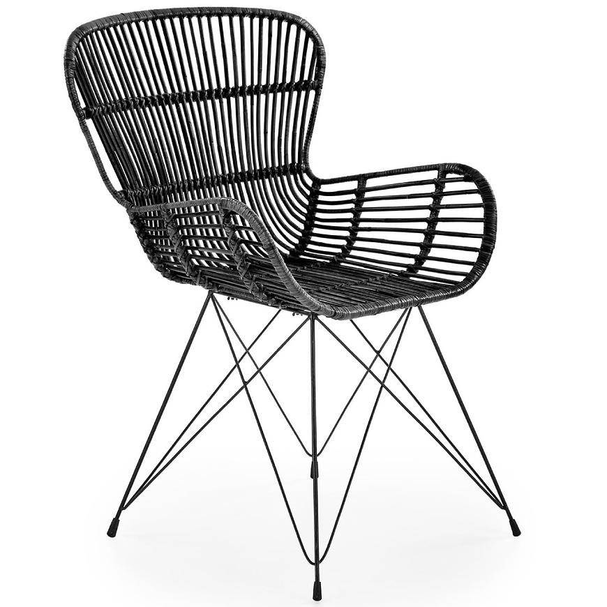 Stolička K335 Rattan/Kov čierna
