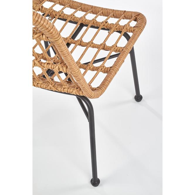 Stolička K401 Rattan/Tkanina/Kov Natural/čierna