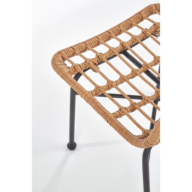 Stolička K401 Rattan/Tkanina/Kov Natural/čierna