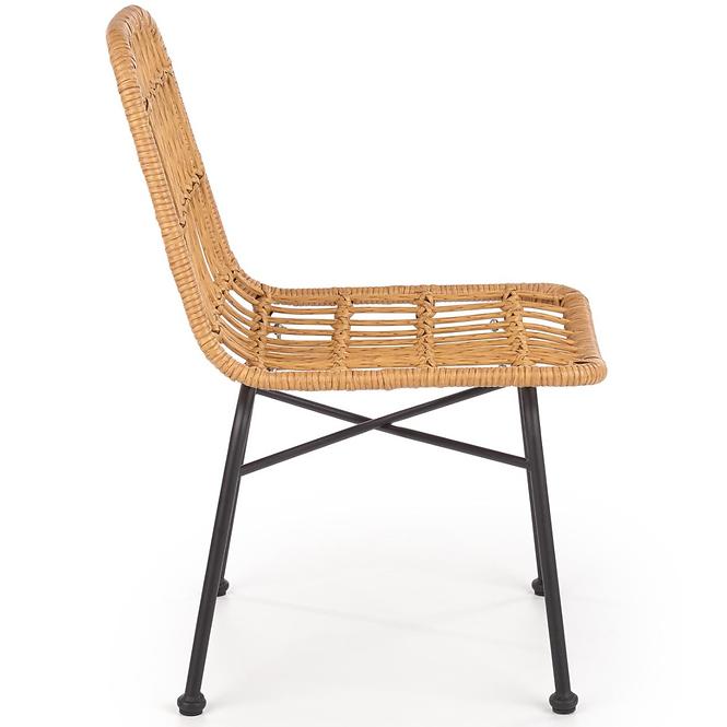 Stolička K401 Rattan/Tkanina/Kov Natural/čierna