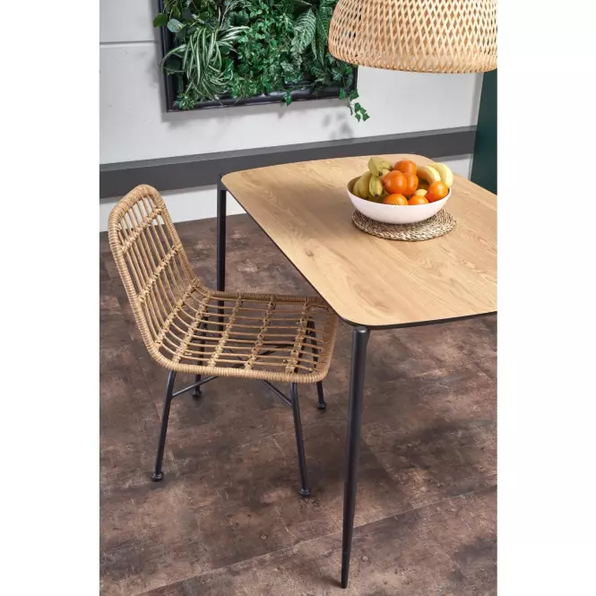 Stolička K401 Rattan/Tkanina/Kov Natural/čierna