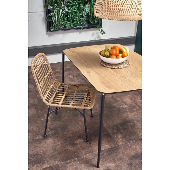 Stolička K401 Rattan/Tkanina/Kov Natural/čierna