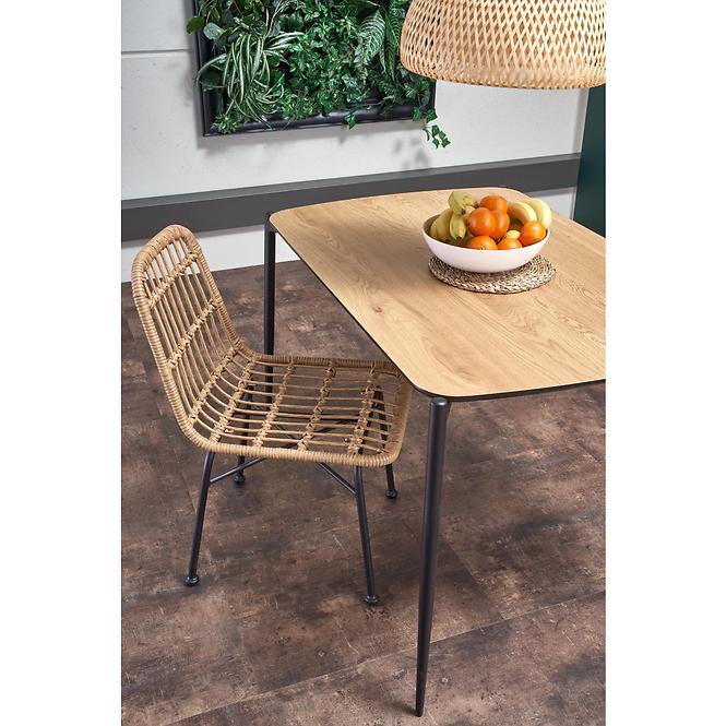 Stolička K401 Rattan/Tkanina/Kov Natural/čierna 