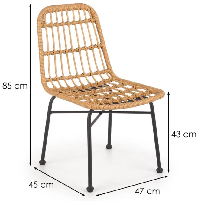 Stolička K401 Rattan/Tkanina/Kov Natural/čierna,2