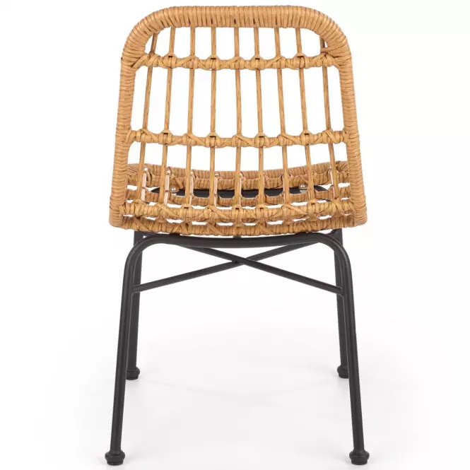 Stolička K401 Rattan/Tkanina/Kov Natural/čierna