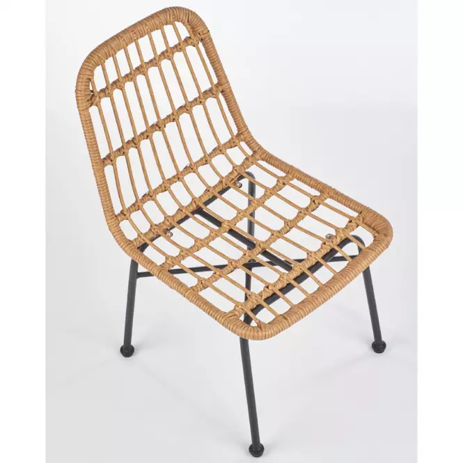 Stolička K401 Rattan/Tkanina/Kov Natural/čierna