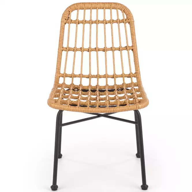 Stolička K401 Rattan/Tkanina/Kov Natural/čierna