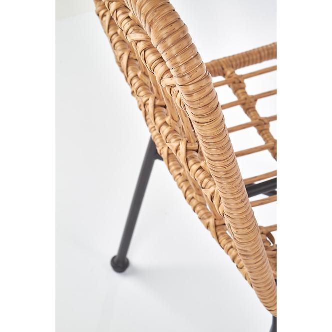 Stolička K401 Rattan/Tkanina/Kov Natural/čierna