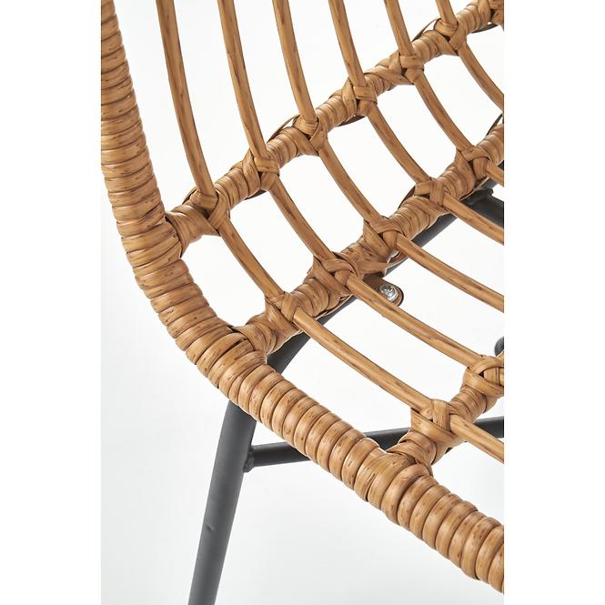 Stolička K401 Rattan/Tkanina/Kov Natural/čierna