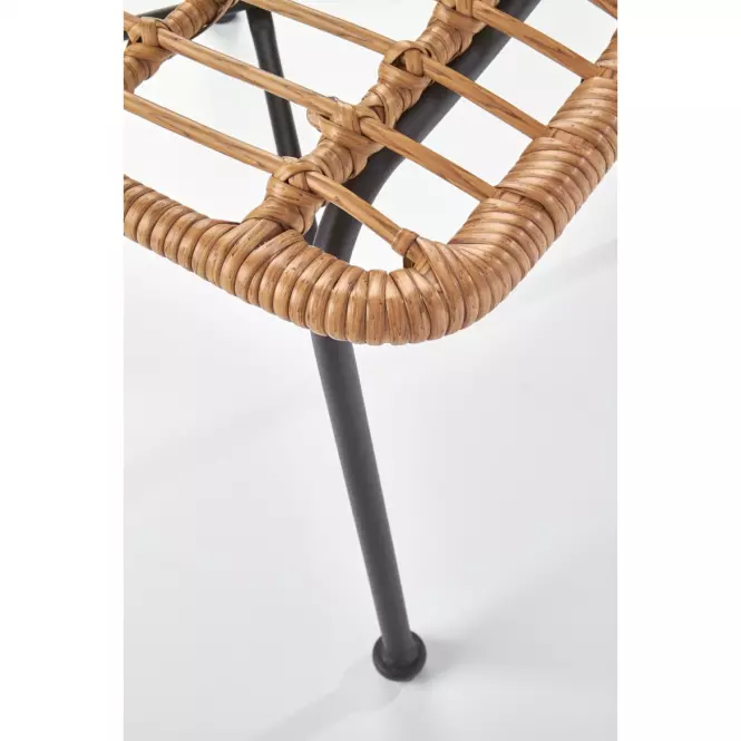 Stolička K401 Rattan/Tkanina/Kov Natural/čierna