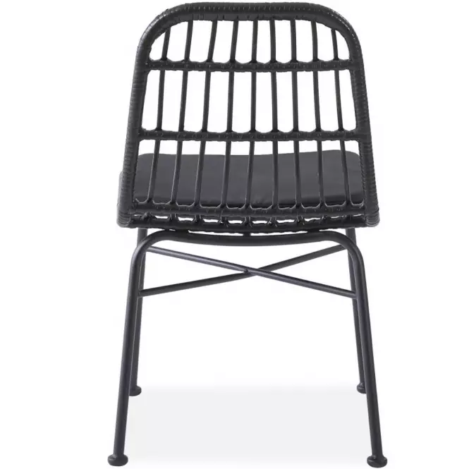 Stolička K401 Rattan/Tkanina/Kov čierna/Šedá,10