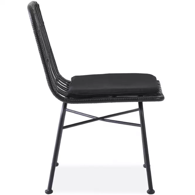 Stolička K401 Rattan/Tkanina/Kov čierna/Šedá,4