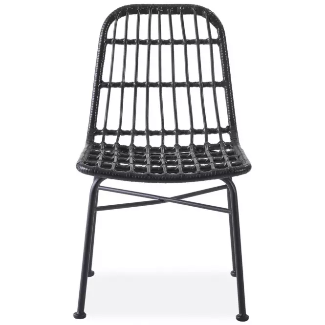 Stolička K401 Rattan/Tkanina/Kov čierna/Šedá