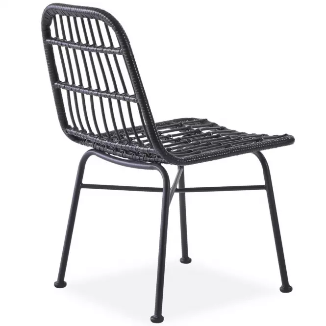 Stolička K401 Rattan/Tkanina/Kov čierna/Šedá
