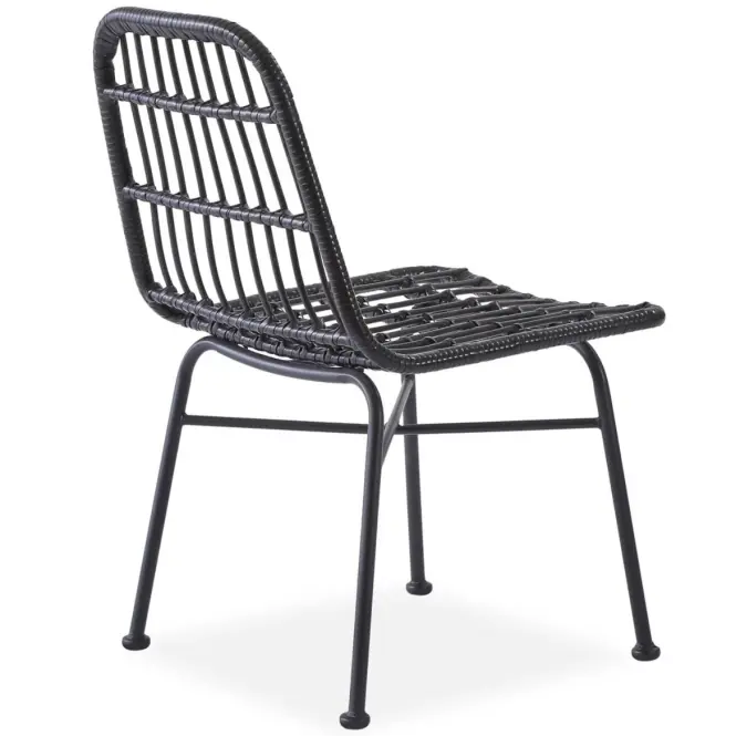 Stolička K401 Rattan/Tkanina/Kov čierna/Šedá,8