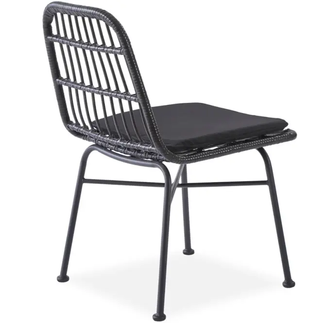 Stolička K401 Rattan/Tkanina/Kov čierna/Šedá,9