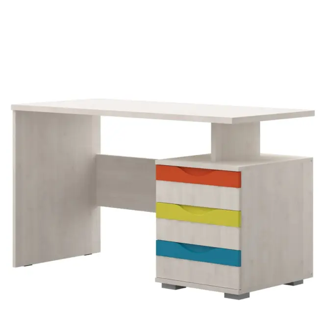 Písací stôl  JOY-KS3 polárna borovica/mango/limetka/tyrkys