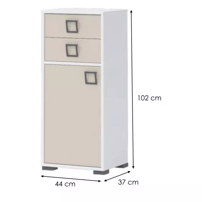 Komoda 1D2S Kiki OR12-BE/KI-01 white/sand,2