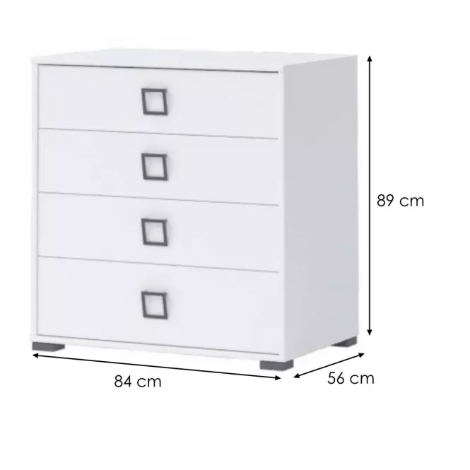 Komoda Kiki F4-BE/KI-15 white/white