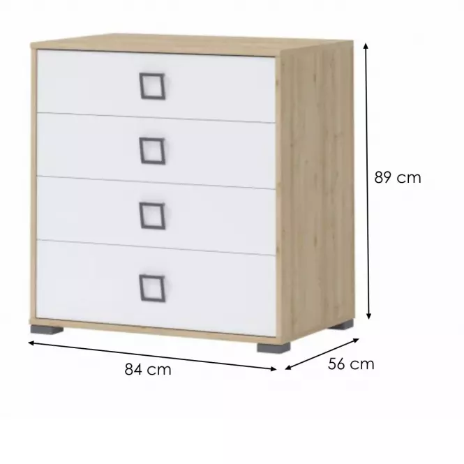 Komoda Kiki F4-BK/KI-15 beech/white