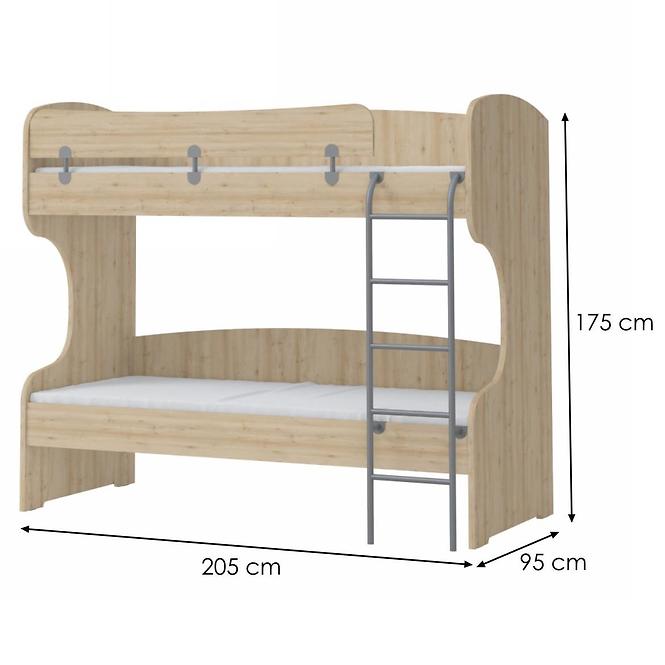 Poschodová posteľ Kiki KRSP-BK/KI beech,2
