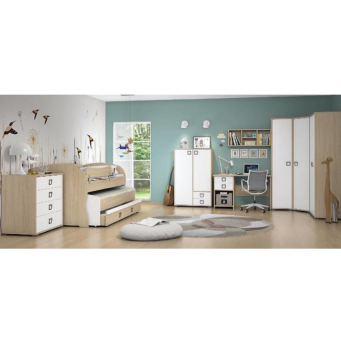 Posteľ Kiki KRD1-BK/KI-15 beech/white