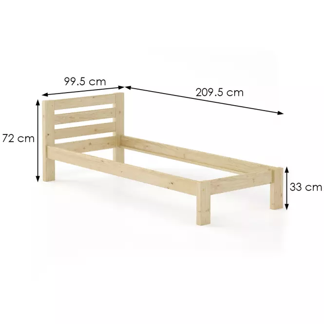 Posteľ borovica LK127–90x200 surová,3
