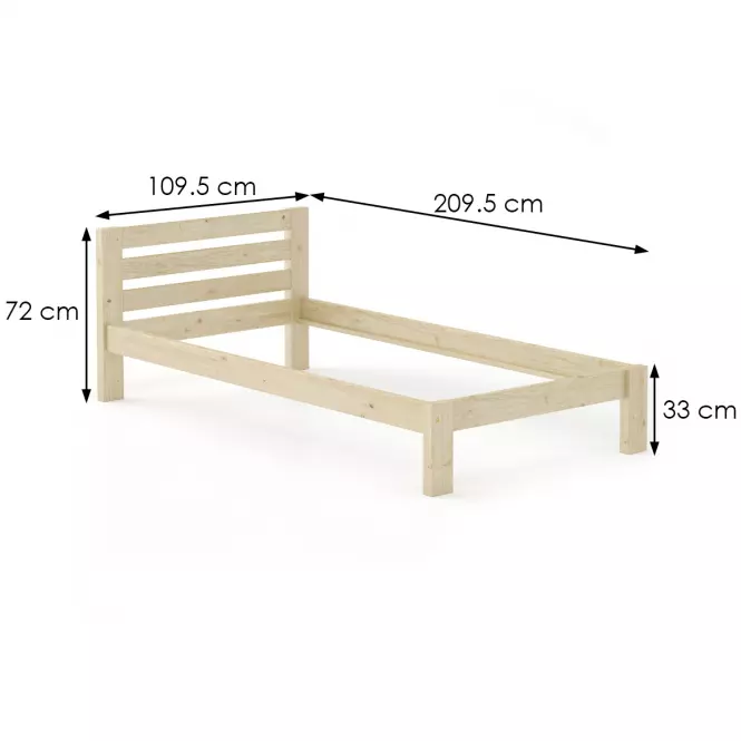 Posteľ borovica LK127–100x200 surová,3